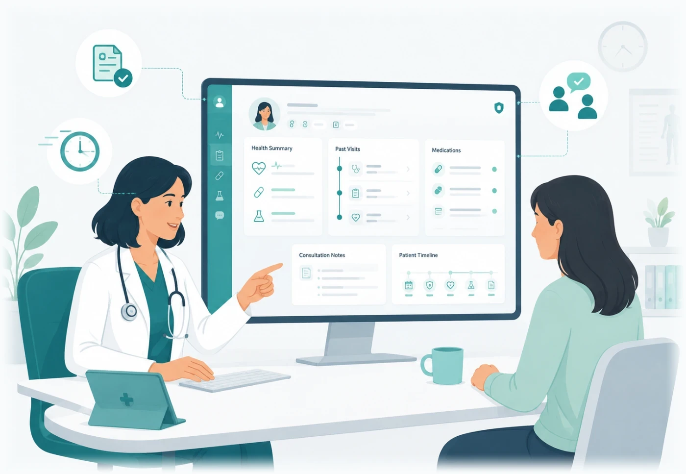 Patient records on screen